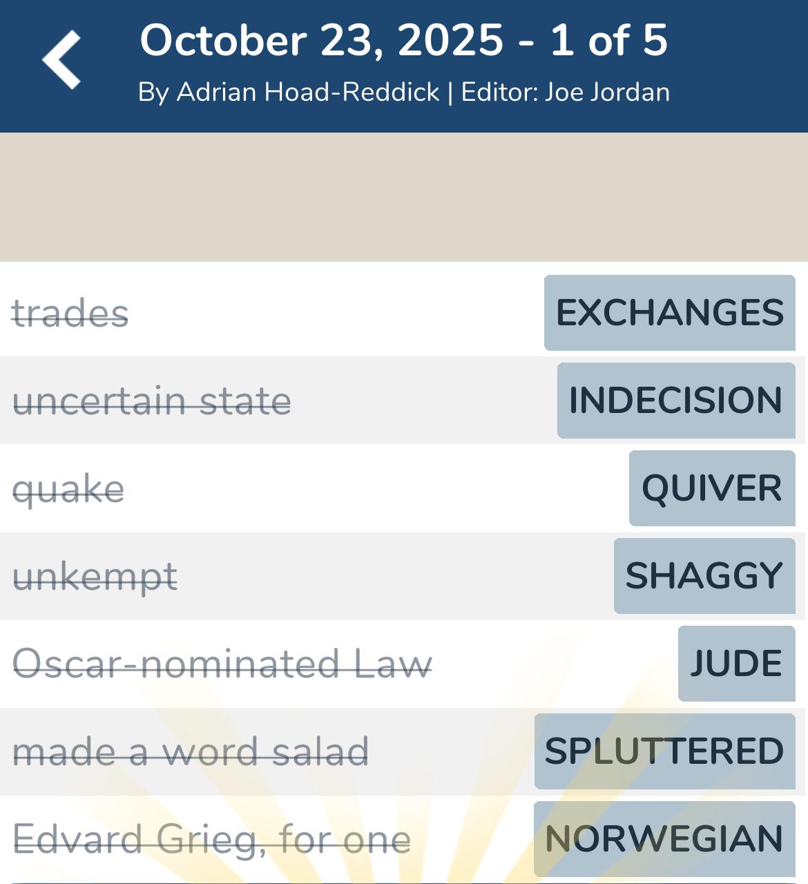 7 Little Words October 23 2025 1