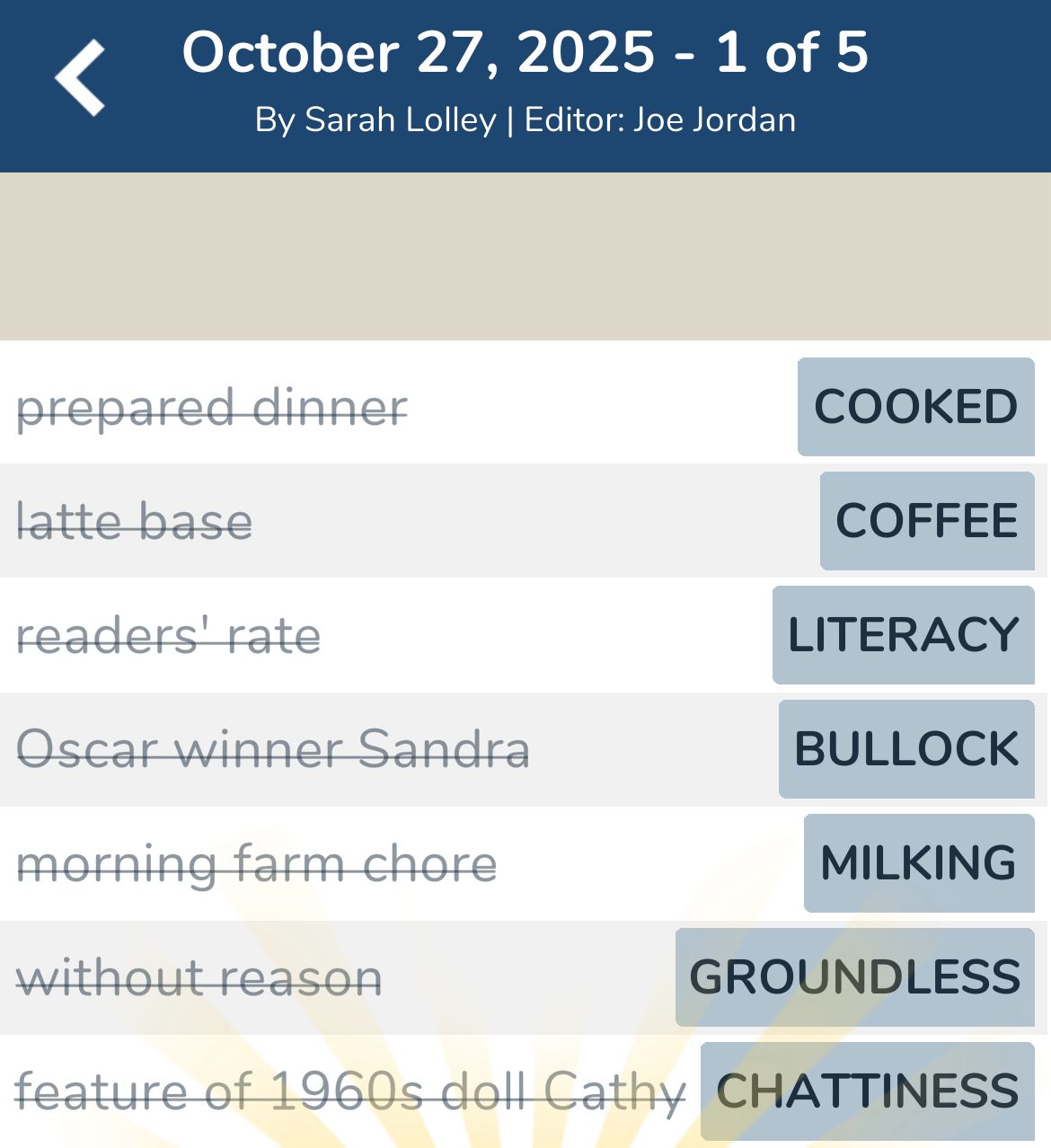 7 Little Words October 27 2025 1 7 Little Words October 27 2025 1