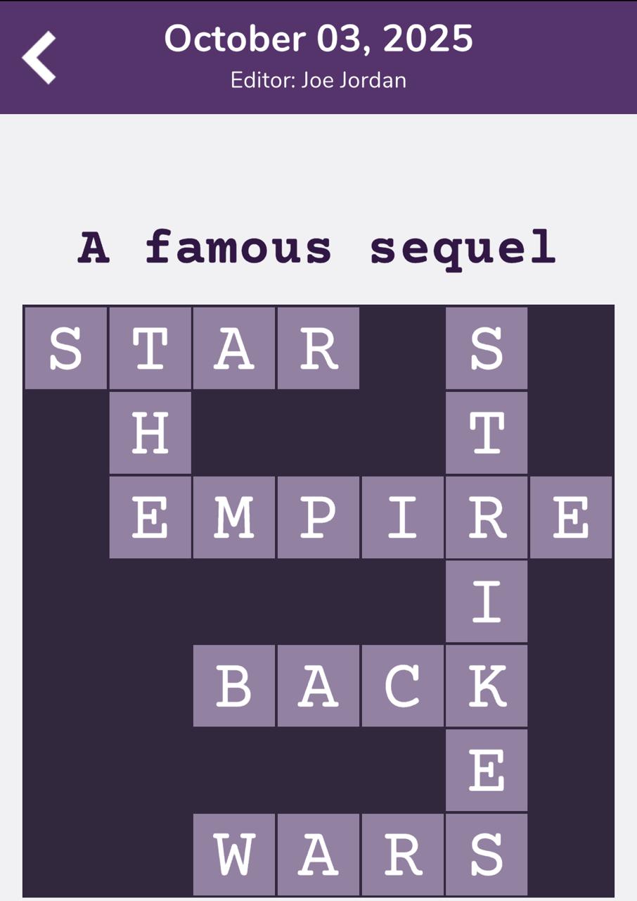 7 Little Words Tiny Little Crosswords October 3 2025