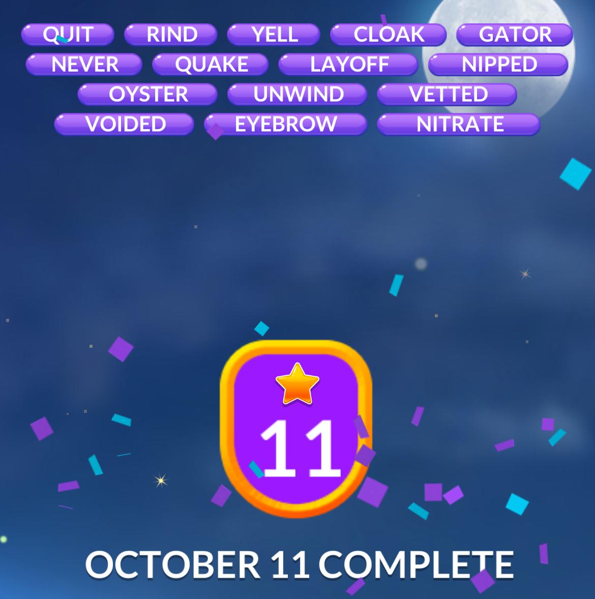 Word Stacks Daily Puzzle October 11 2025