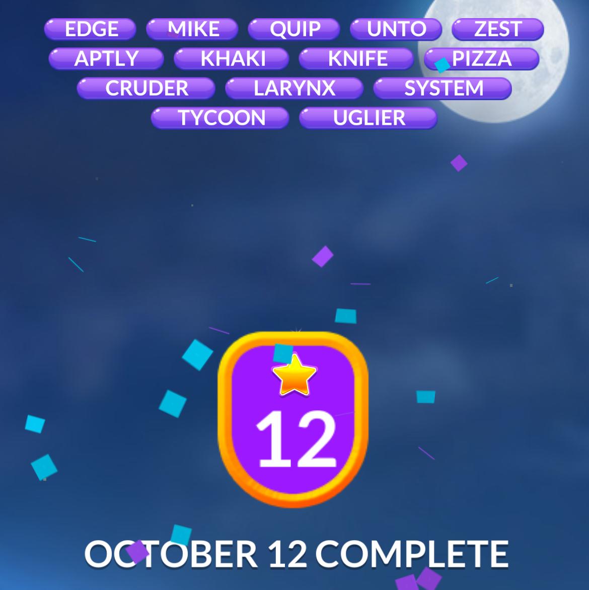 Word Stacks Daily Puzzle October 12 2025
