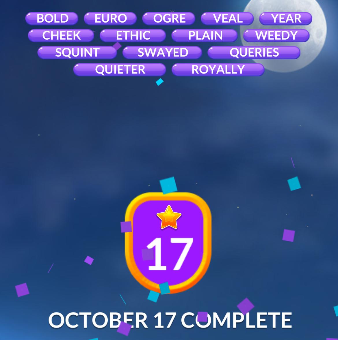 Word Stacks Daily Puzzle October 17 2025