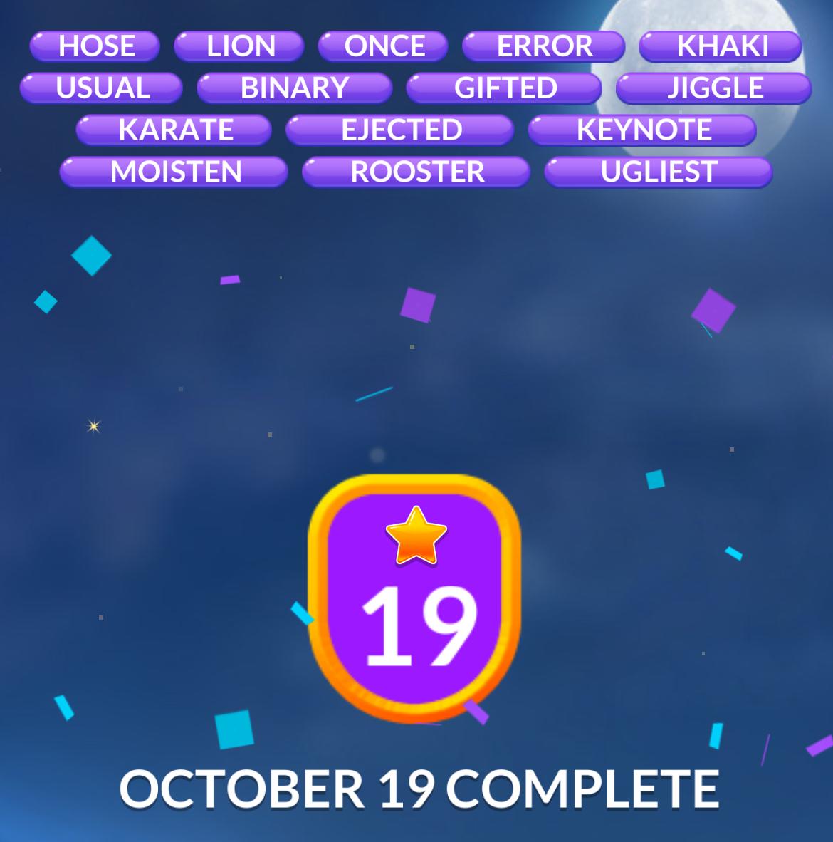 Word Stacks Daily Puzzle October 19 2025