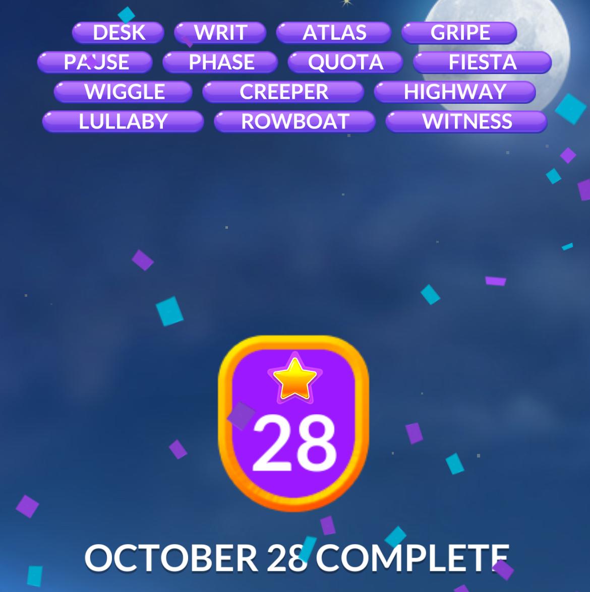 Word Stacks Daily Puzzle October 28 2025