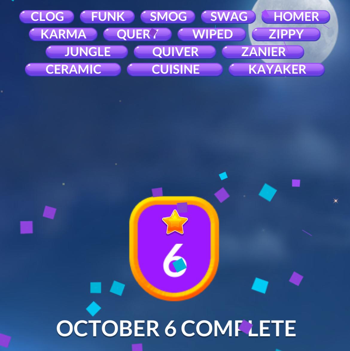 Word Stacks Daily Puzzle October 6 2025