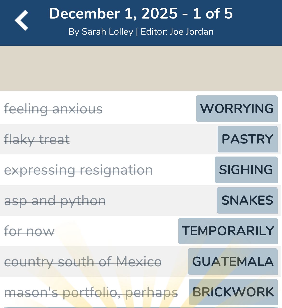 7 Little Words December 1 2025 1