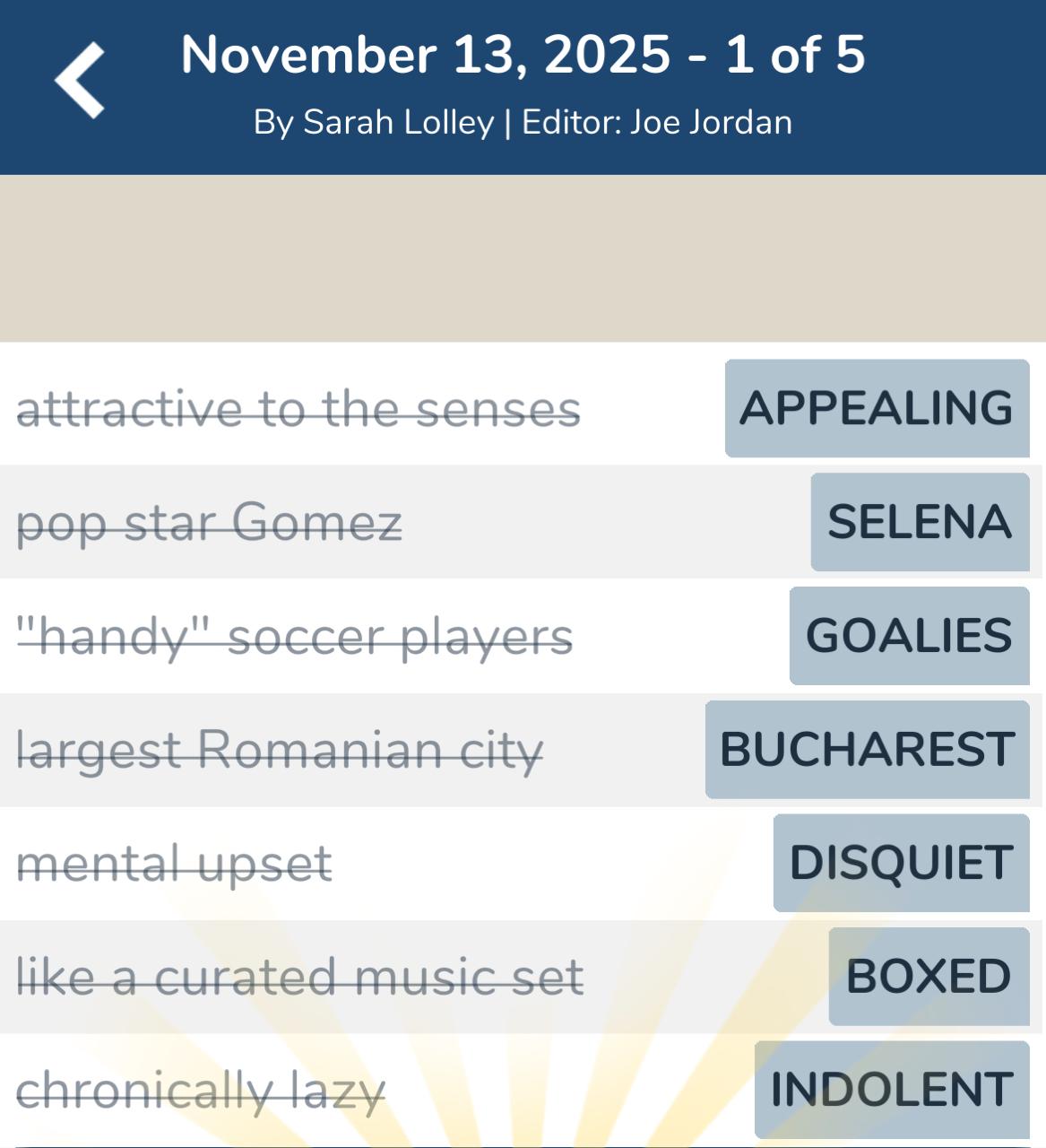 7 Little Words November 13 2025 1