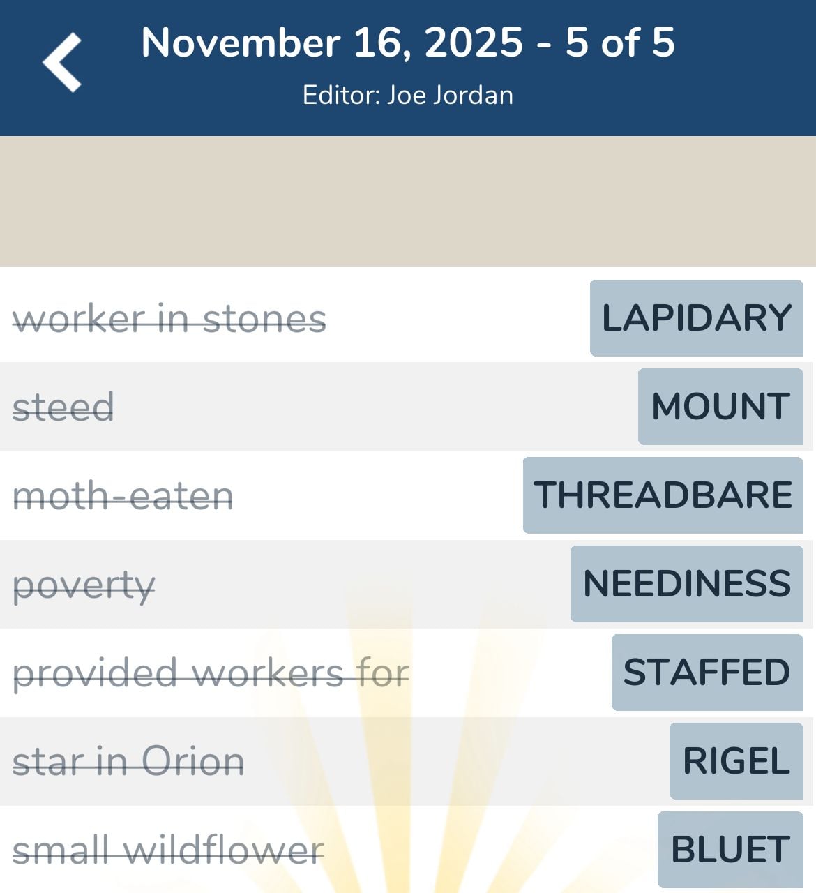 7 Little Words November 16 2025 5