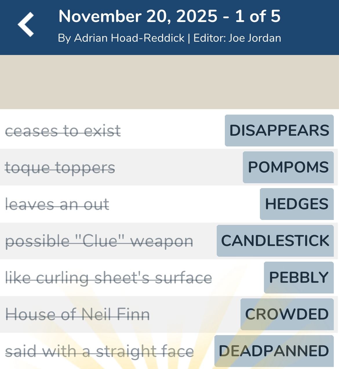 7 Little Words November 20 2025 1