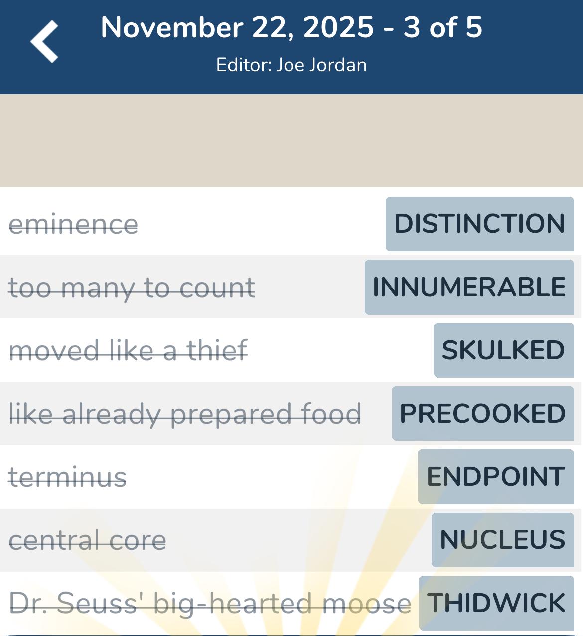 7 Little Words November 22 2025 3