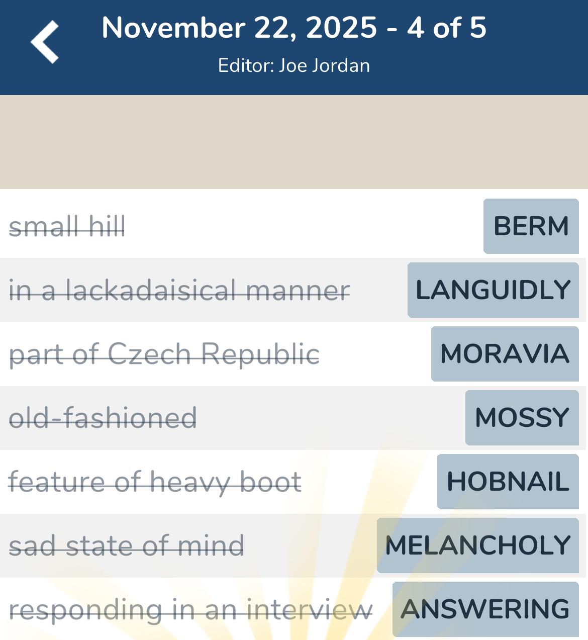 7 Little Words November 22 2025 4