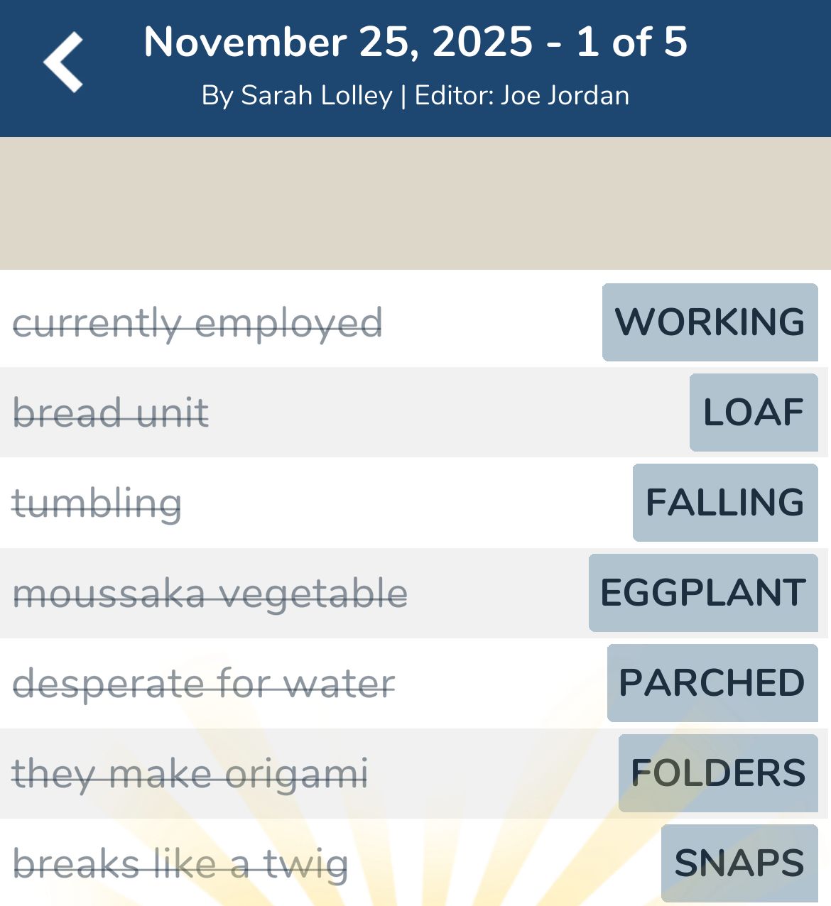 7 Little Words November 25 2025 1