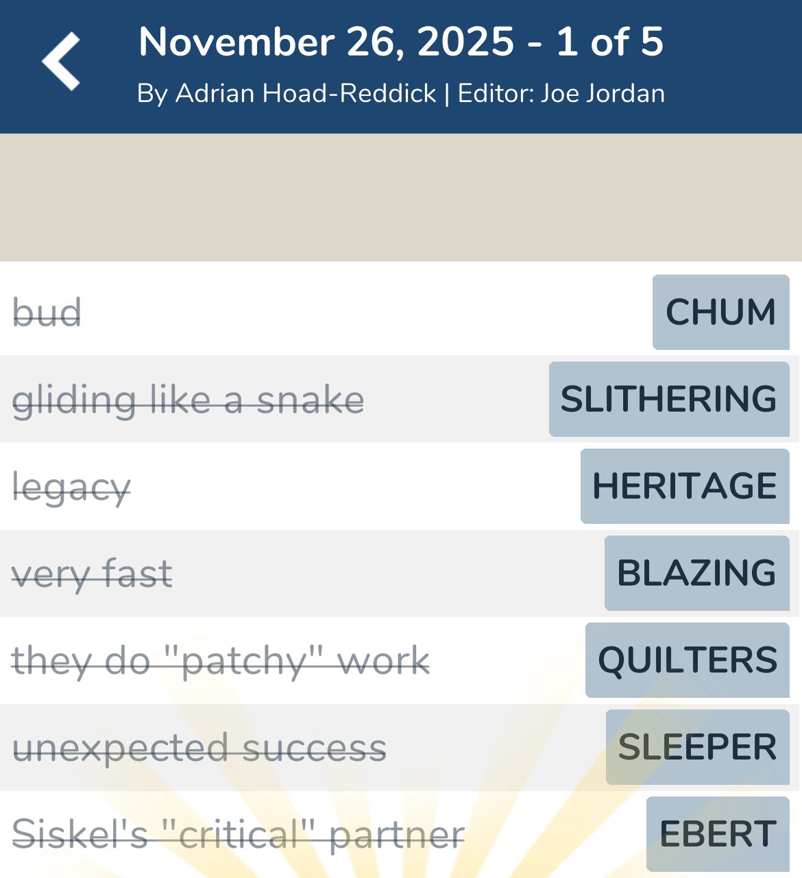 7 Little Words November 26 2025 1