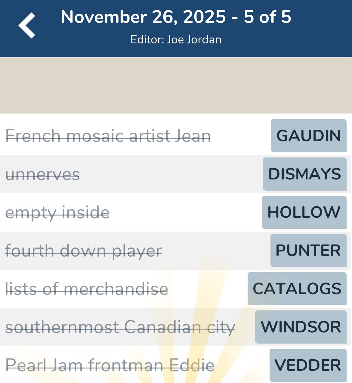 7 Little Words November 26 2025 5