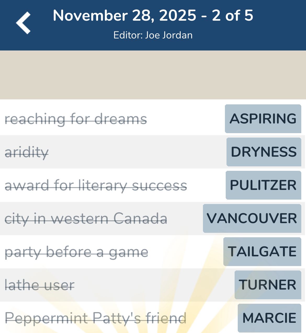 7 Little Words November 28 2025 2