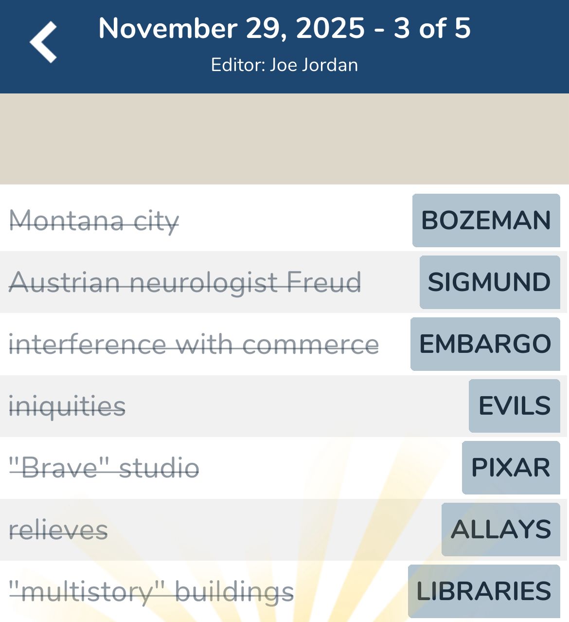 7 Little Words November 29 2025 3