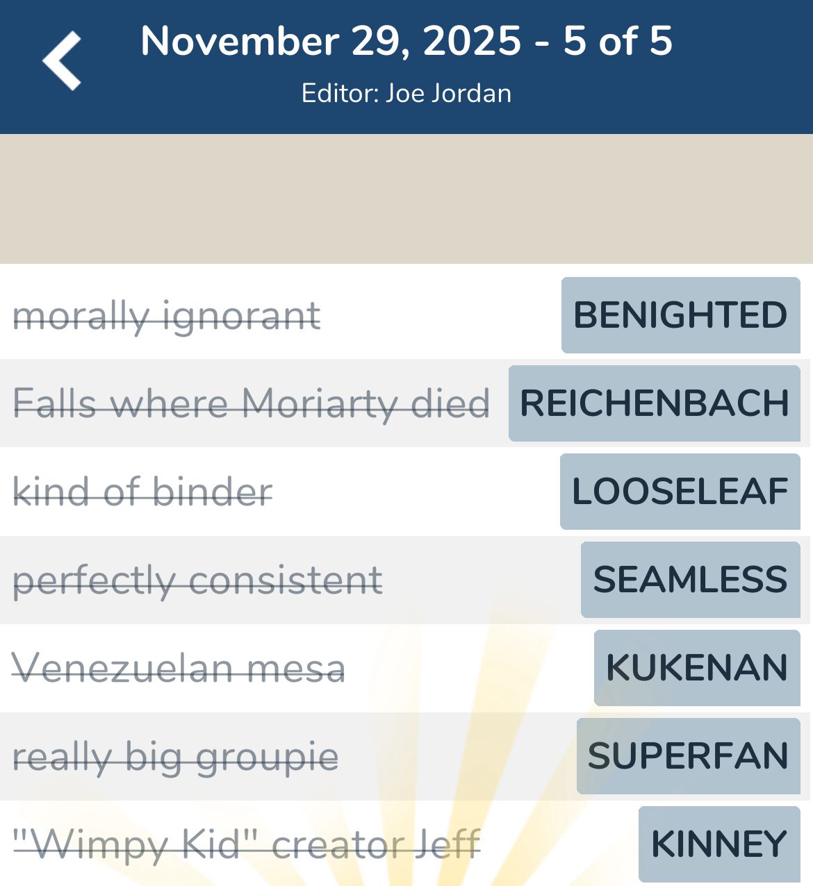 7 Little Words November 29 2025 5