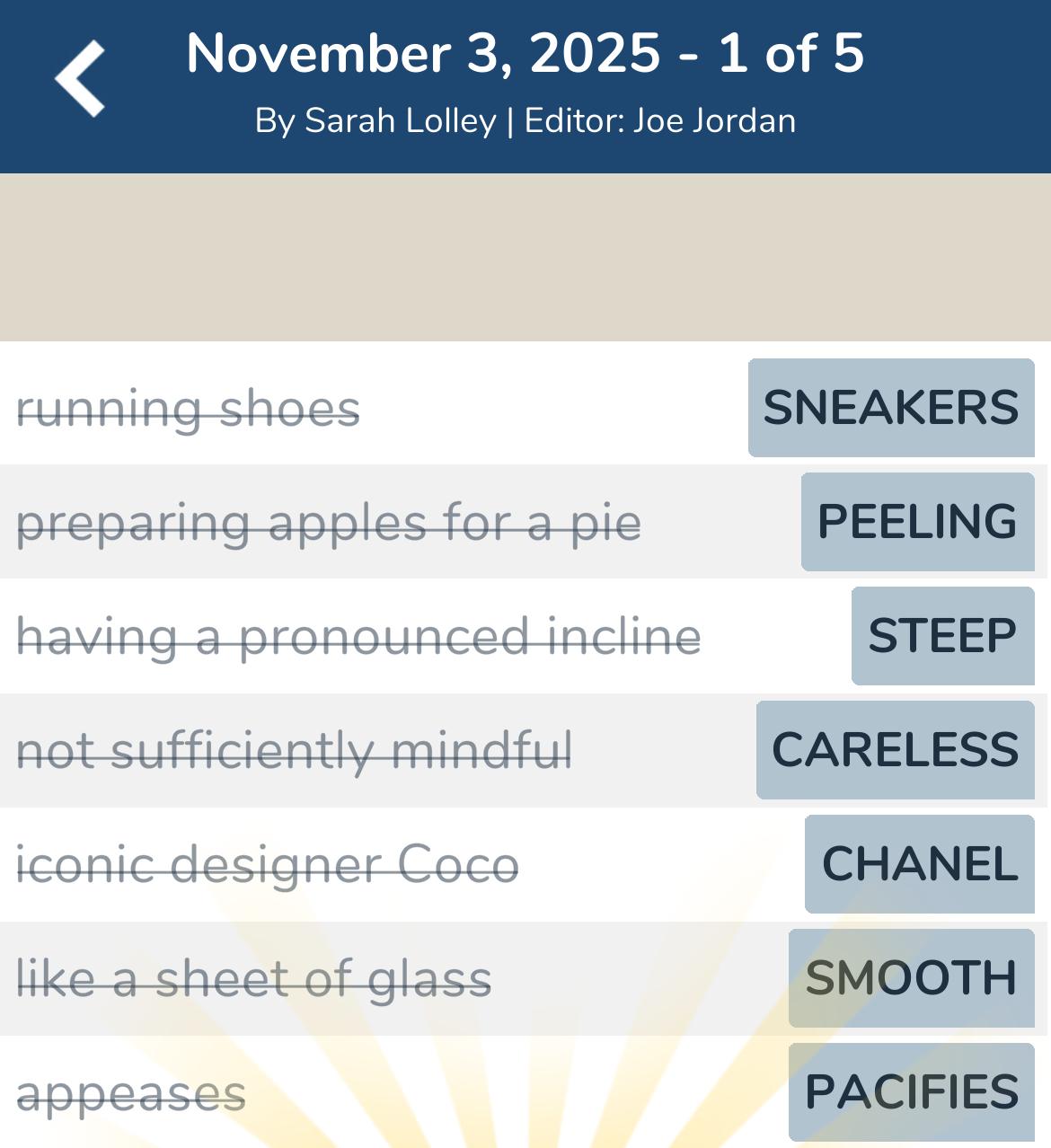 7 Little Words November 3 2025 1