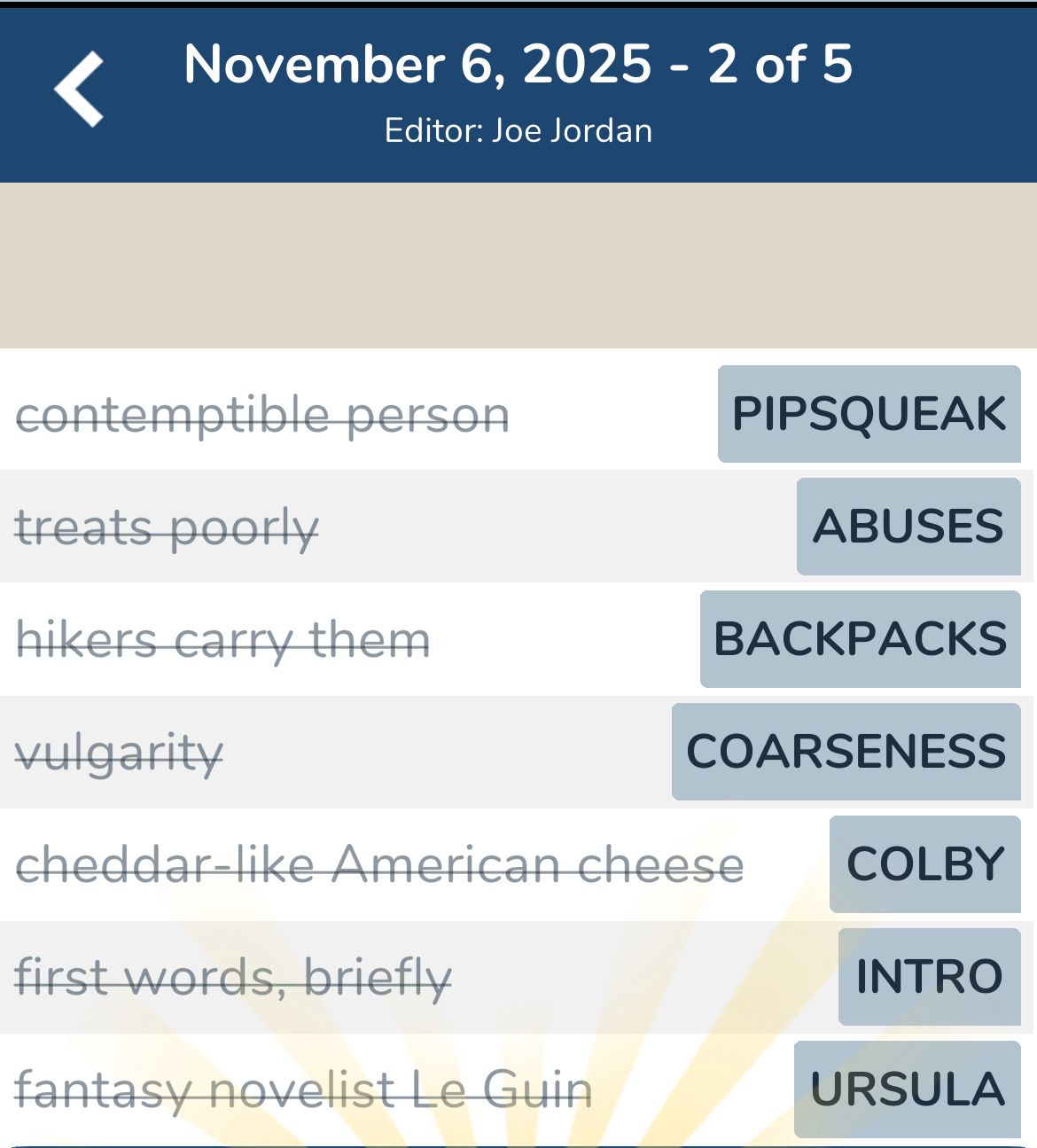 7 Little Words November 6 2025 2 7 Little Words November 6 2025 2