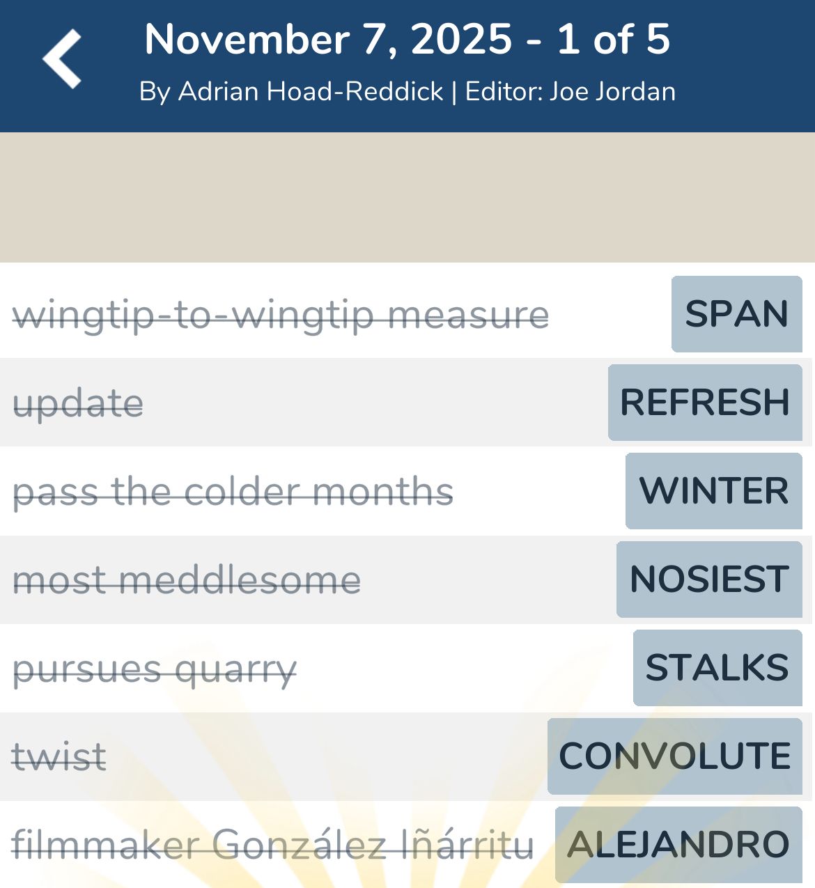 7 Little Words November 7 2025 1