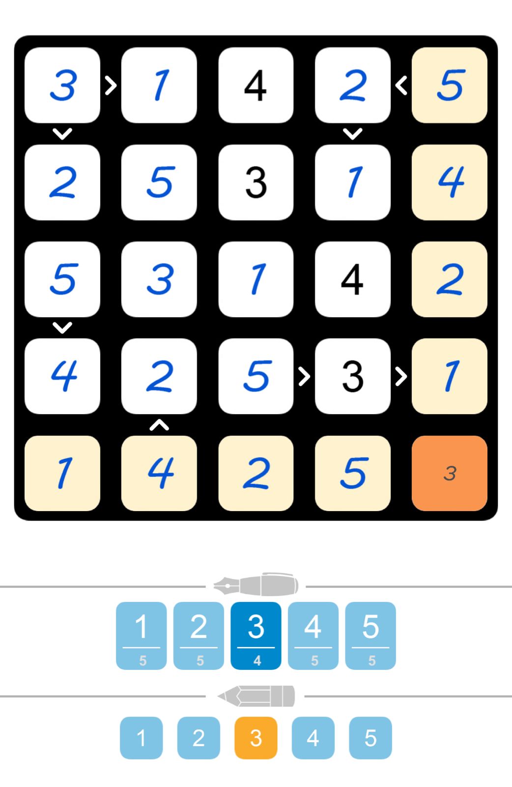 Puzzle Page Futoshiki November 25 2025