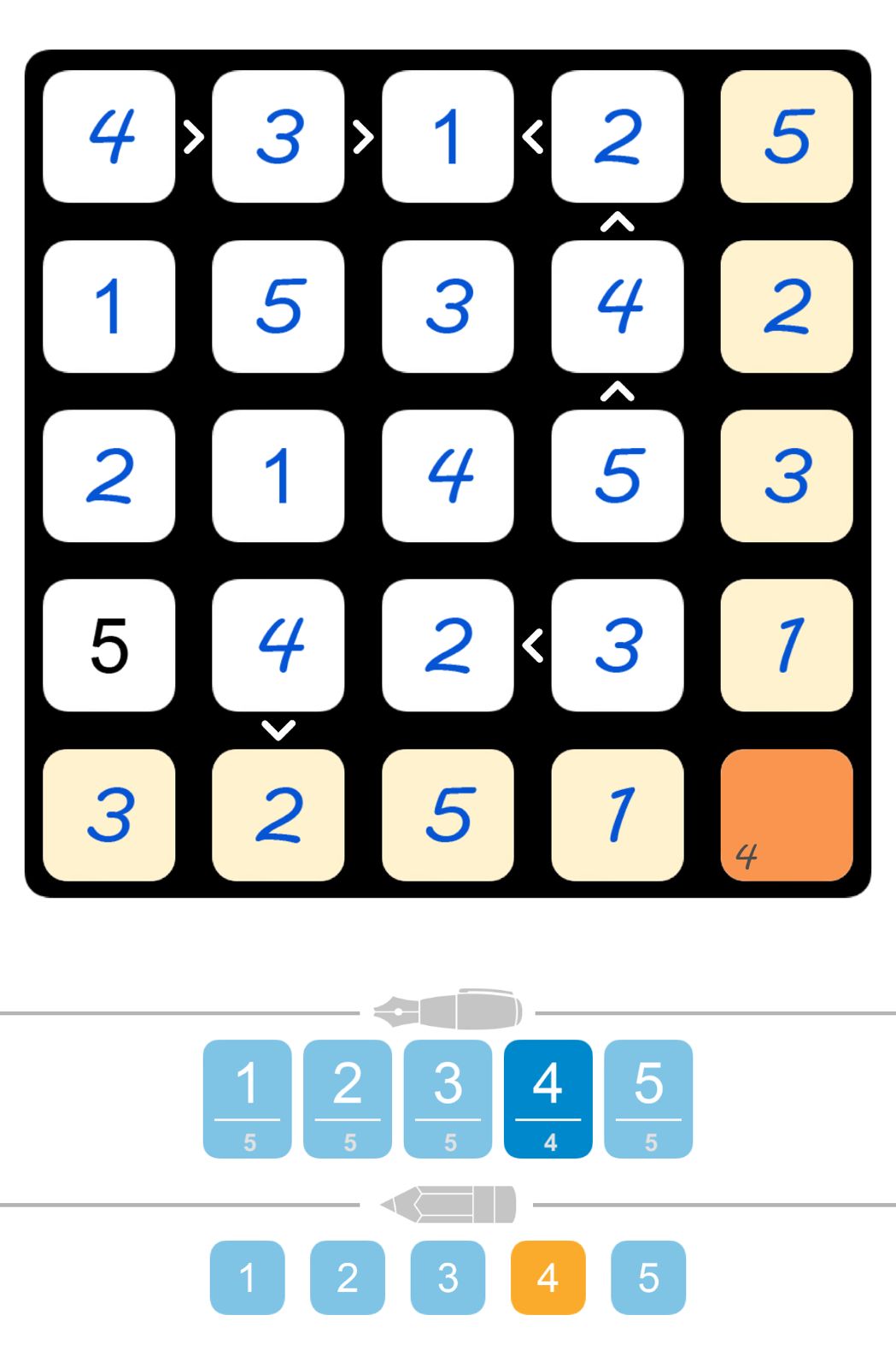 Puzzle Page Futoshiki November 4 2025