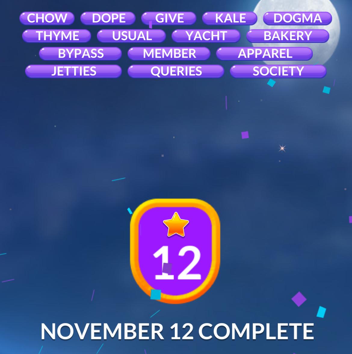 Word Stacks Daily Puzzle November 12 2025