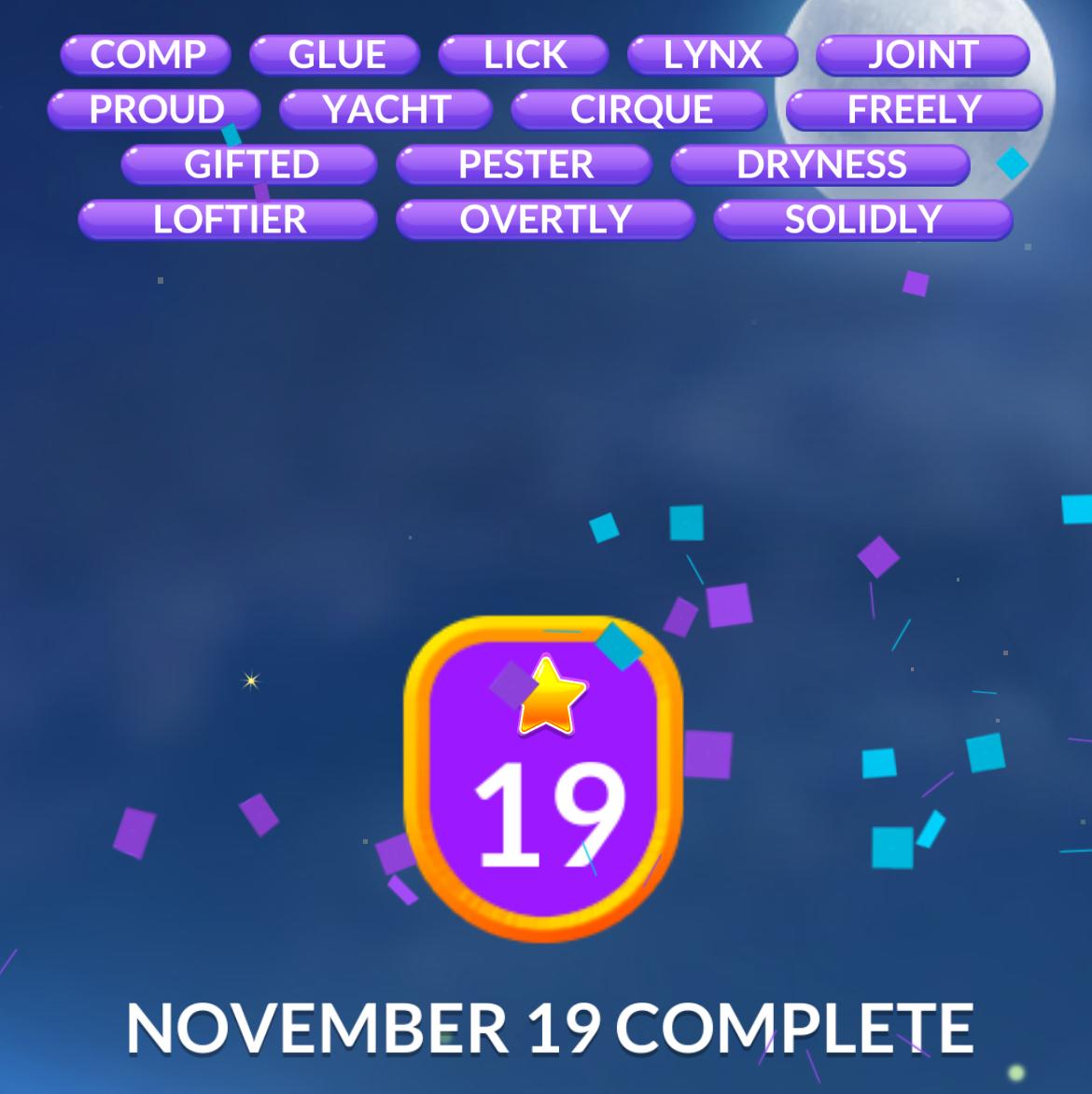 Word Stacks Daily Puzzle November 19 2025
