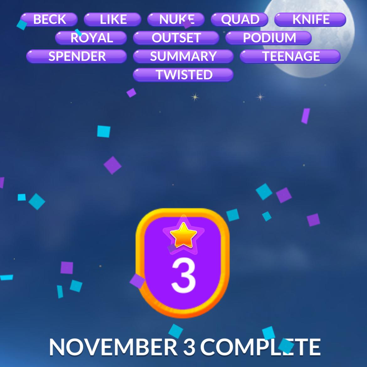 Word Stacks Daily Puzzle November 3 2025