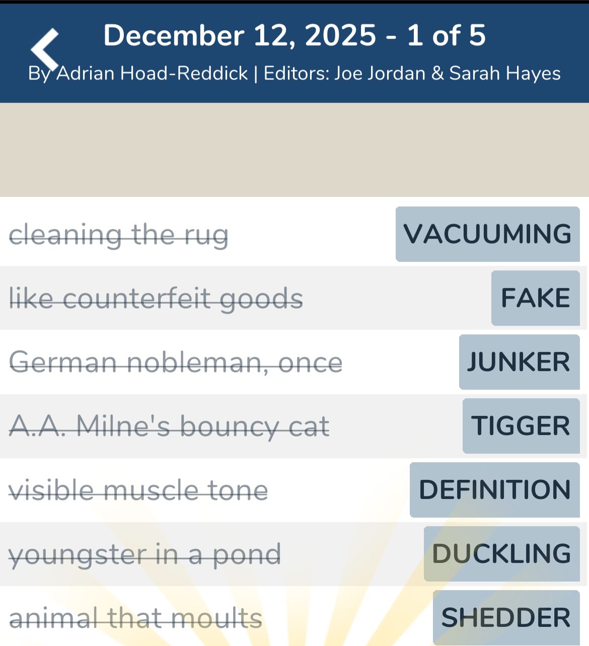 7 Little Words December 12 2025 1