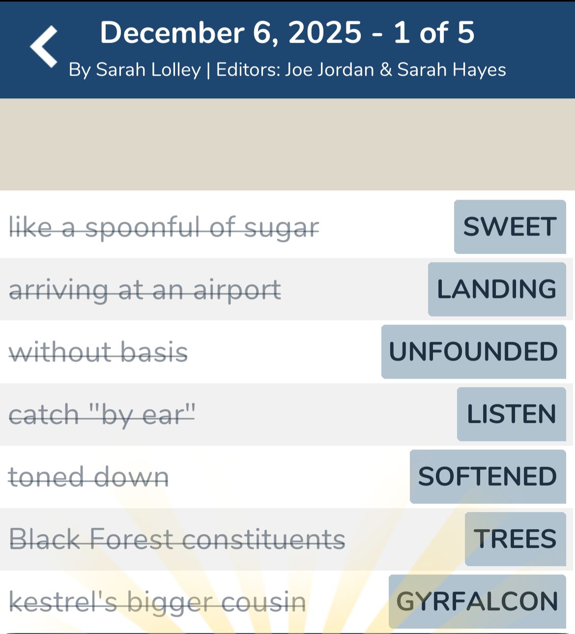 7 Little Words December 6 2025 1