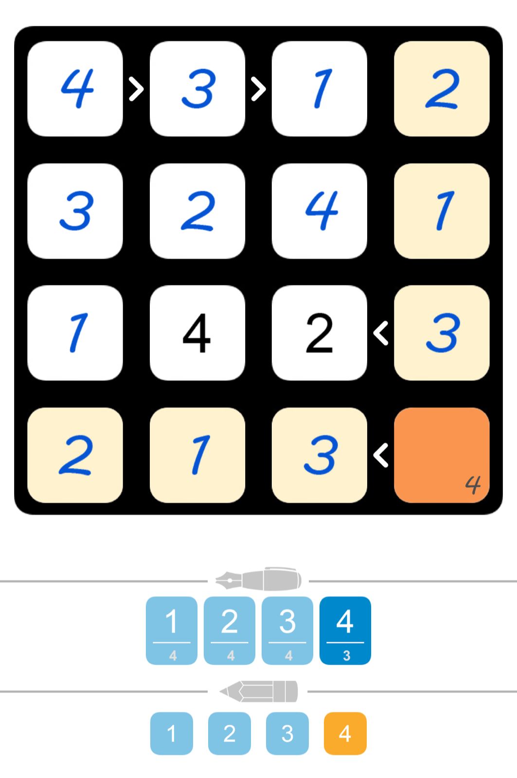 Puzzle Page Futoshiki December 30 2025