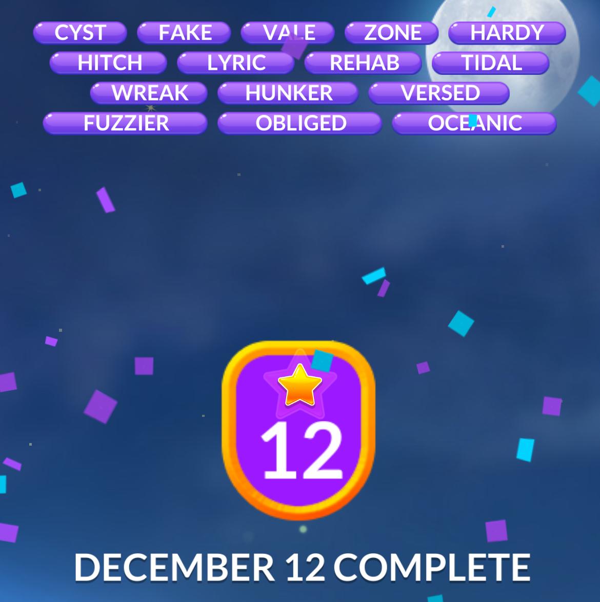 Word Stacks Daily Puzzle December 12 2025