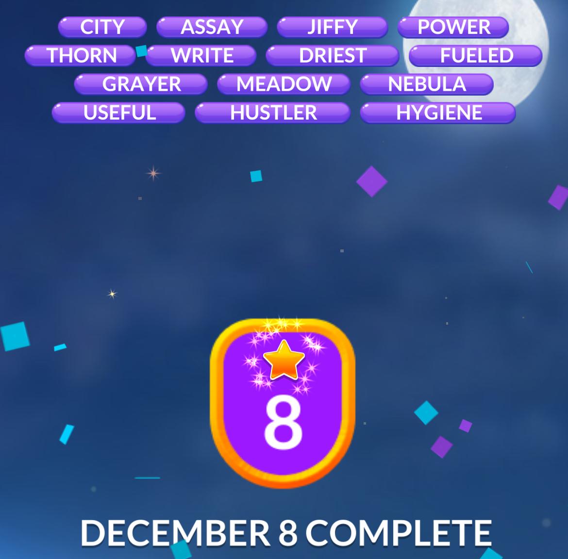 Word Stacks Daily Puzzle December 8 2025