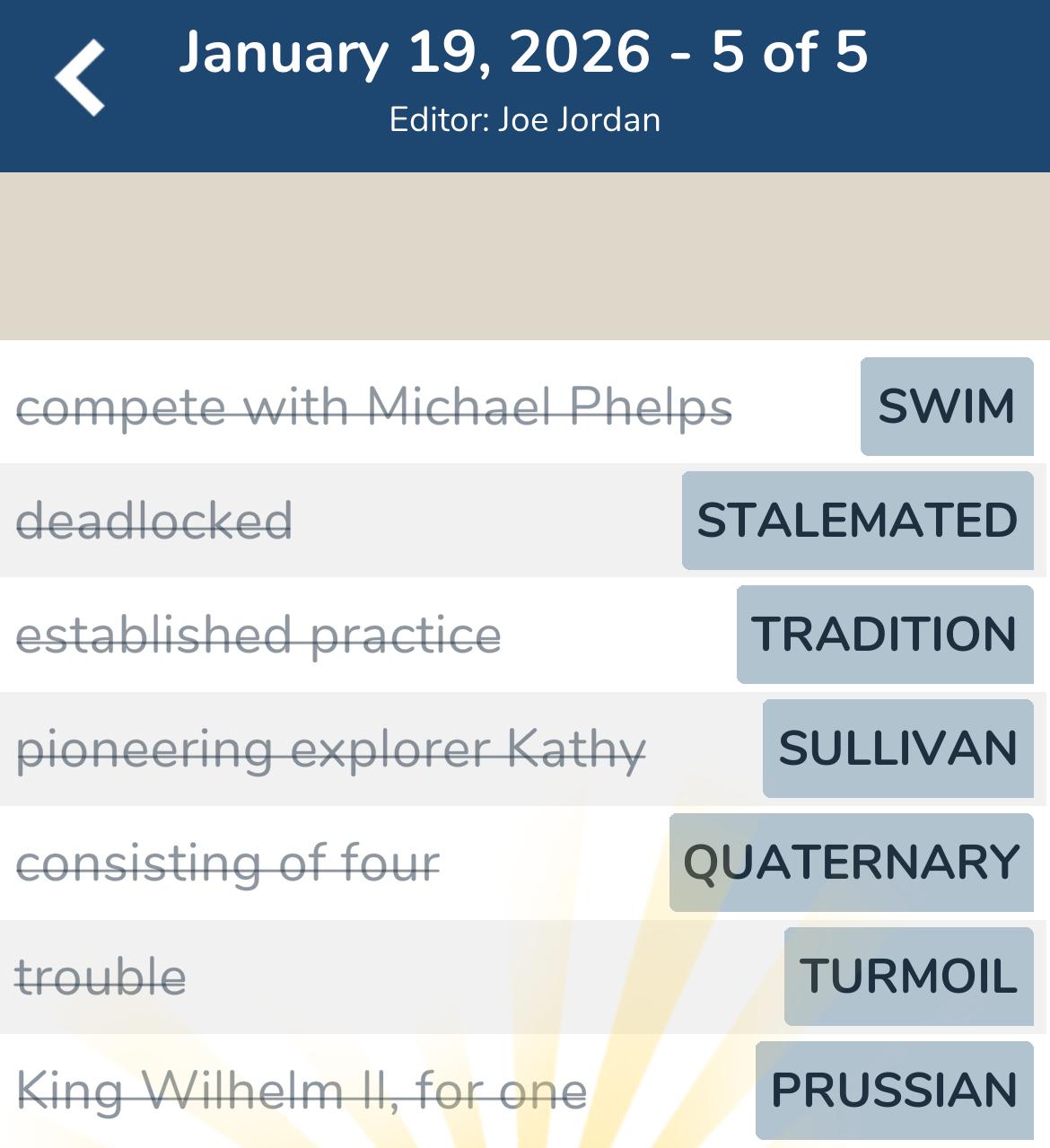 7 Little Words January 19 2026 5 7 Little Words January 19 2026 5