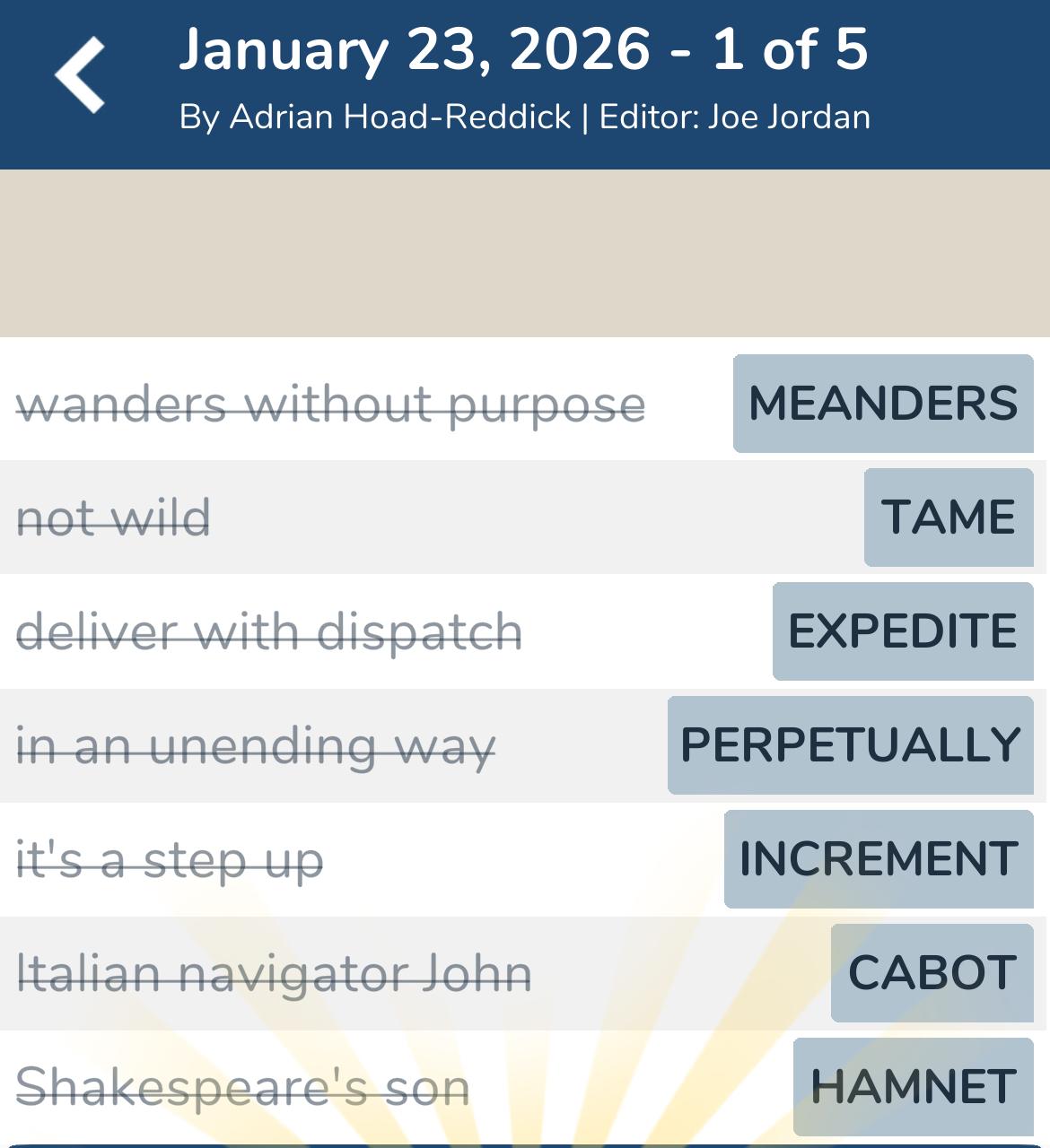 7 Little Words January 23 2026 1 7 Little Words January 23 2026 1
