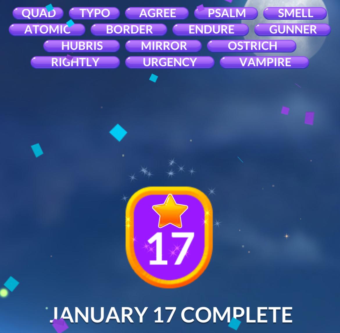 Word Stacks Daily Puzzle January 17 2026