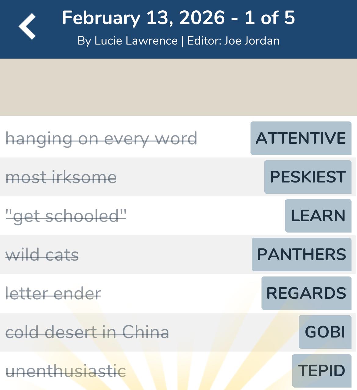 7 Little Words February 13 2026 1