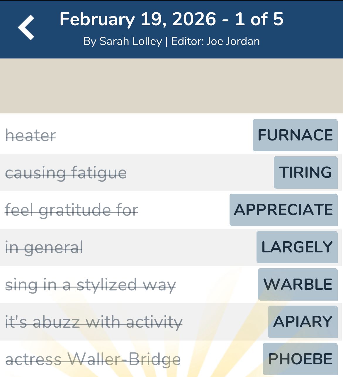 7 Little Words February 19 2026 1 7 Little Words February 19 2026 1