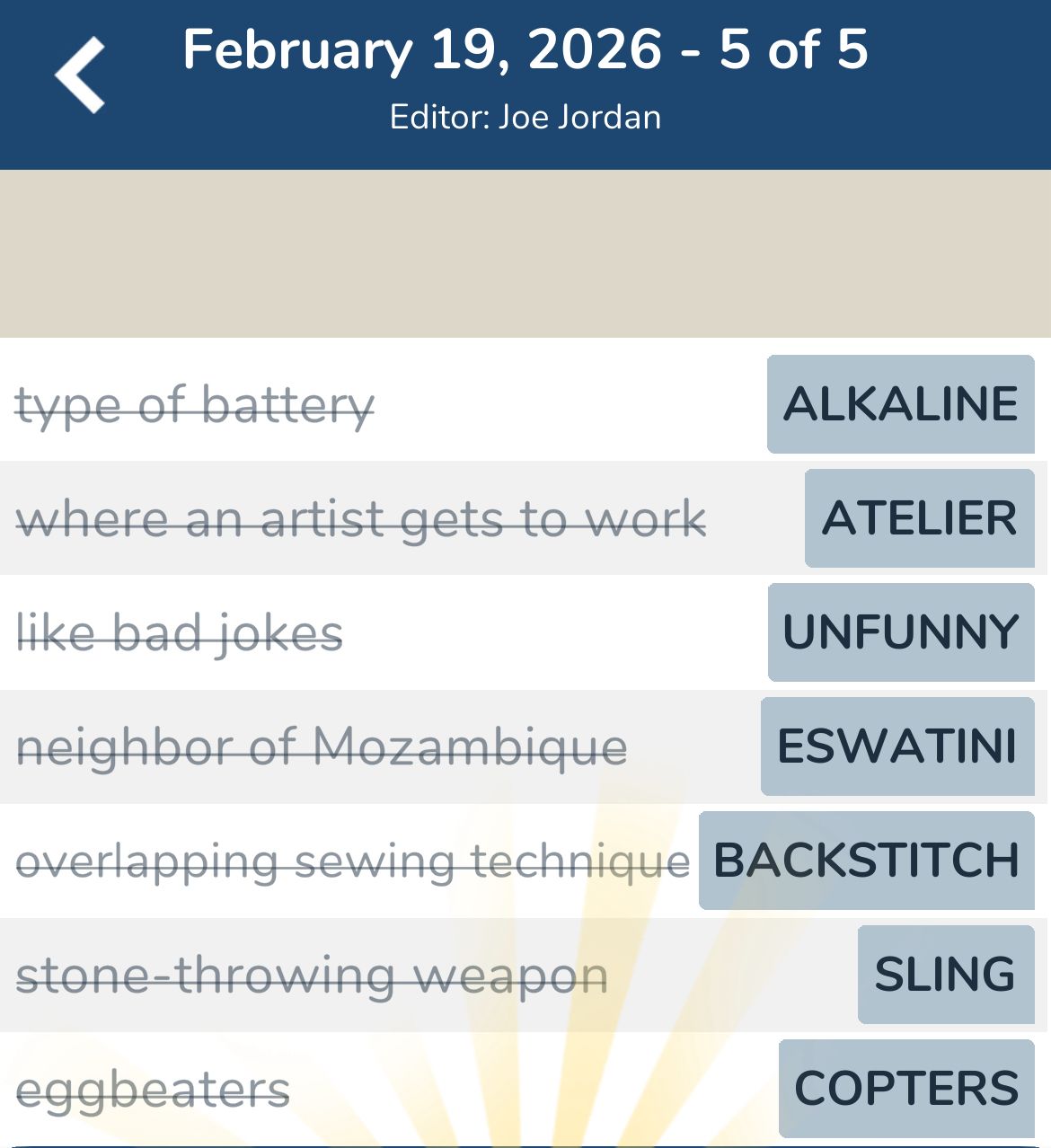 7 Little Words February 19 2026 5 7 Little Words February 19 2026 5