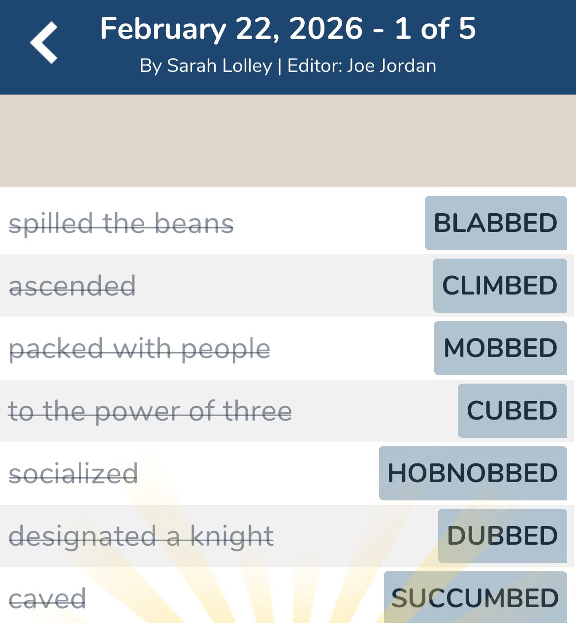 7 Little Words February 22 2026 1