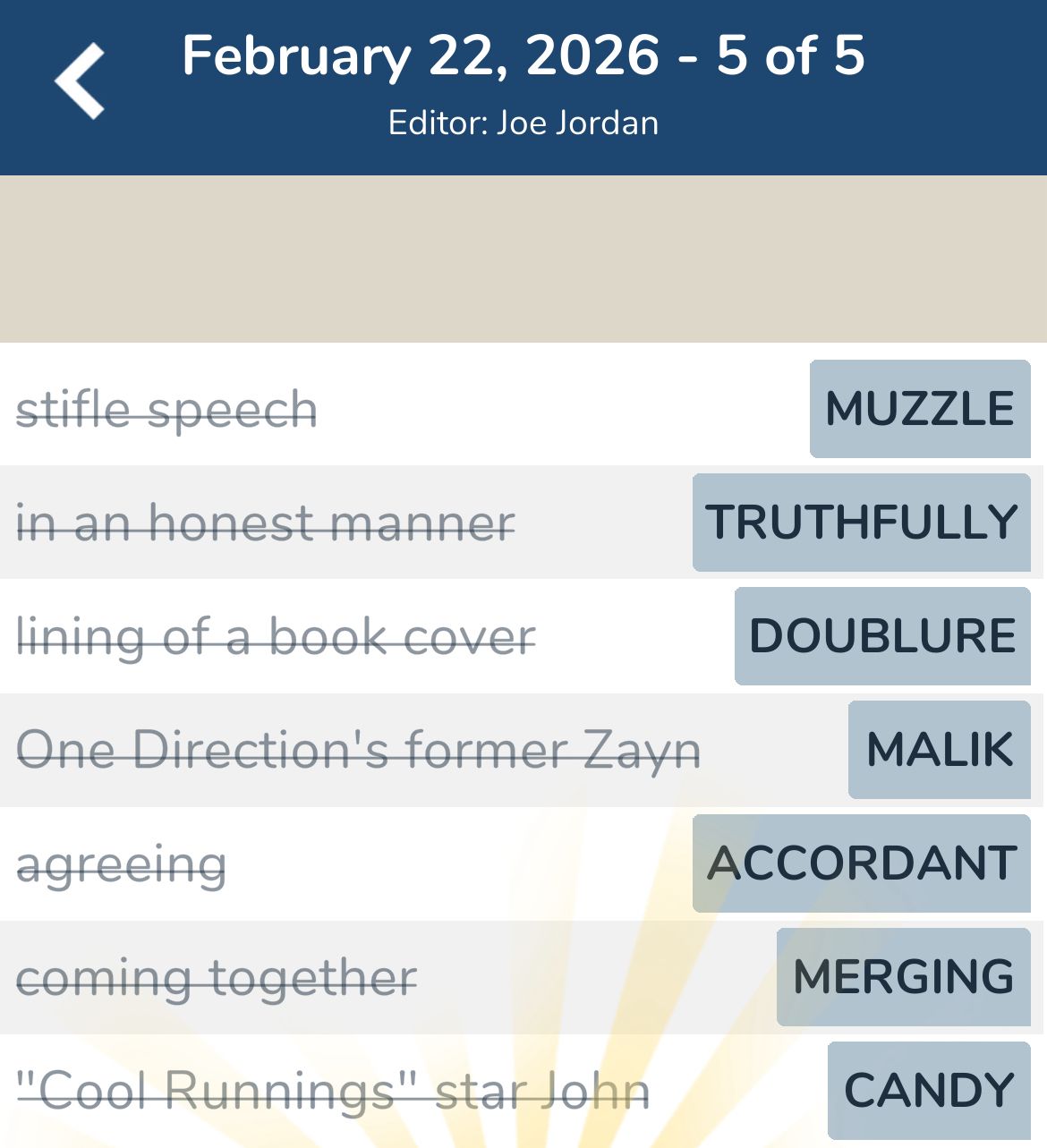 7 Little Words February 22 2026 5