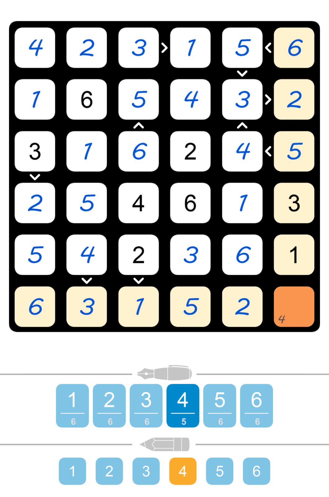 Puzzle Page Futoshiki February 13 2026