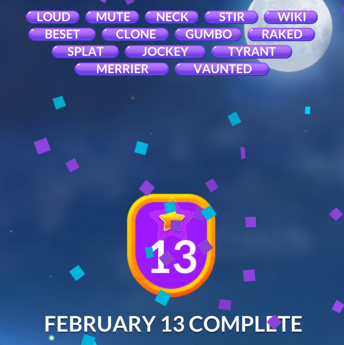 Word Stacks Daily Puzzle February 13 2026