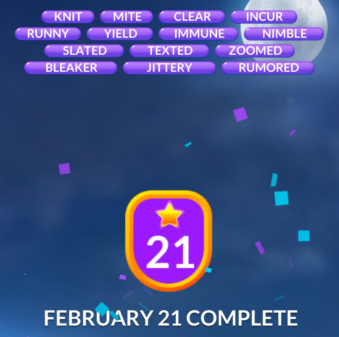 Word Stacks Daily Puzzle February 21 2026