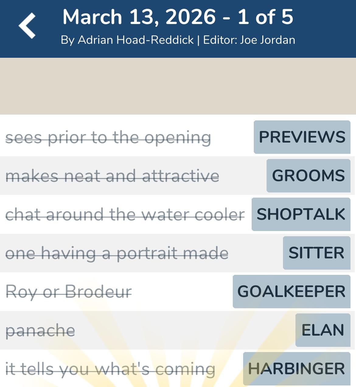 7 Little Words March 13 2026 1