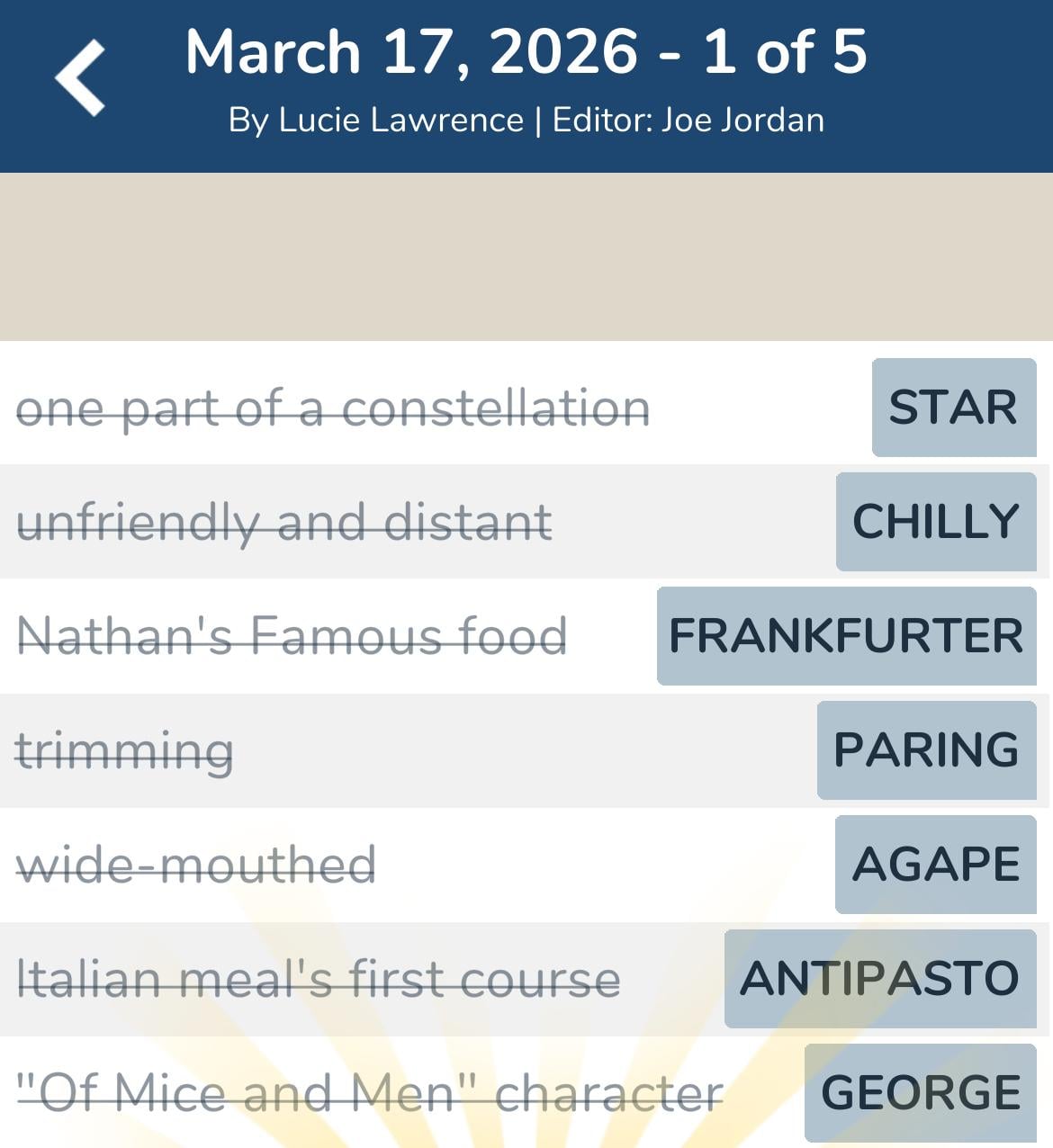 7 Little Words March 17 2026 1