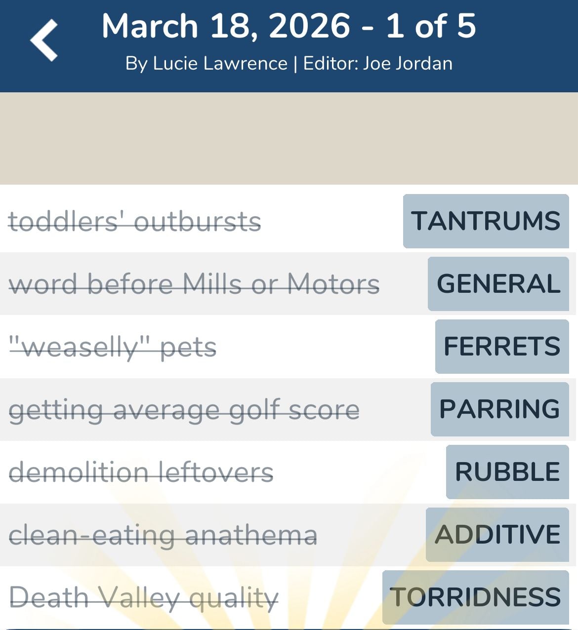 7 Little Words March 18 2026 1