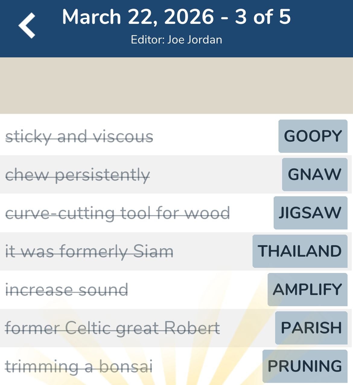 7 Little Words March 22 2026 3