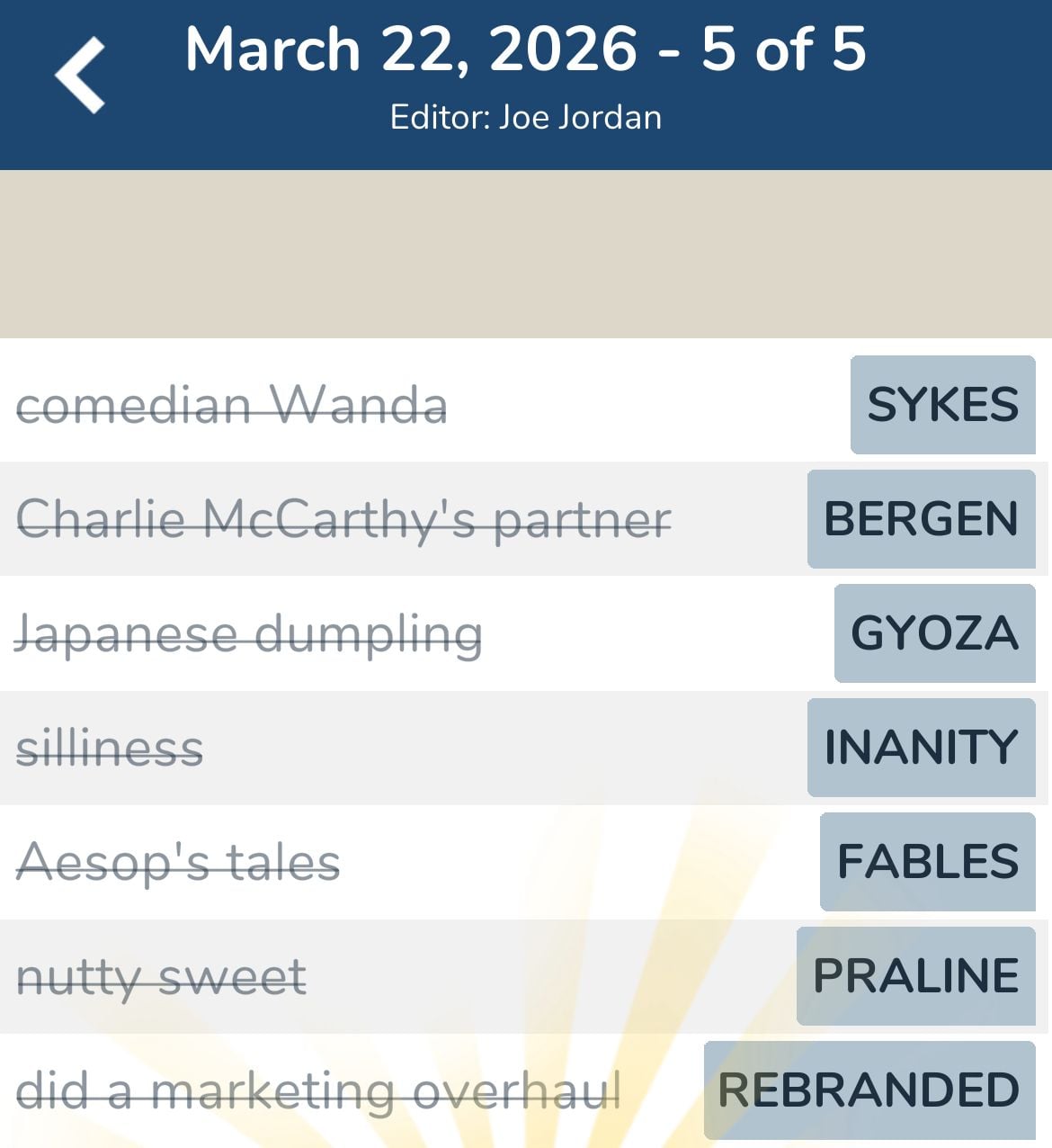 7 Little Words March 22 2026 5